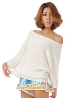 テープヤーンドルマンニットトップ/WHITE