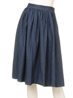 デニムミディ丈スカート/ブルー