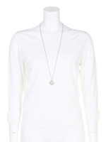 ネックレス付後ろリボンVニット/ライトグレー