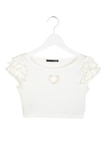 ハートくり抜きショートTOPS/ホワイト