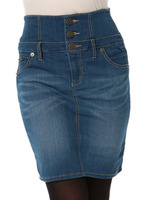 ハイウエストデニムタイトスカート/ブルー