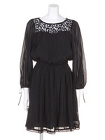 ハシゴレースブラウジングワンピ/オフホワイト