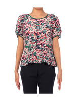 バック切り替えフラワーブラウス/グリーン系(122)