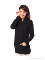 バルキー綿混ニットブルゾン/ブラック