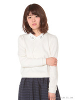 ビジュー衿付きプルオーバー/Light Gray Mixture