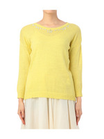ビジュー使いラメニットプルオーバー/イエロー系(032)