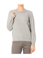 ビジュー鹿の子ニットプルオーバー/グレー(012)