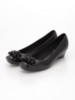 フラワーモチーフデザインレインパンプス/ネイビー