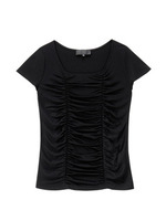 フロントシャーリングカットソー/ブラック(019)