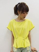 フロントタックカットソー/イエロー