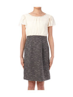 ボーダーツイードドッキングワンピース/ライトベージュ(051)