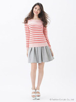 ボートネックボーダープルオーバー/ピンク