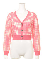 ボックスジャガードカーディガン/ネイビー