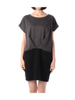 ポンチ×ふくれジャカードドッキングワンピース/ブラック(519)