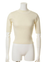 ミニハイネックリブニット/WHTxBLK