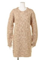 モヘアミックスニットワンピース/ピンクベージュ