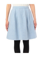 モヘヤ混タックフレアスカート/サックス(090)