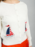 ヨット刺繍カーデ/オフホワイト