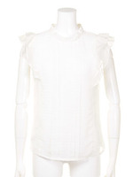 ラッフルフリルノースリーブブラウス/ホワイト