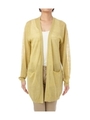 リネン混ロングトッパーカーディガン/イエロー系(030)
