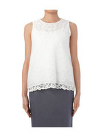 レースレイヤード風ノースリーブブラウス/ネイビー(093)