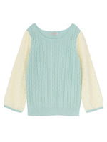 レース切り替えケーブルニット/ライトブルー(091)