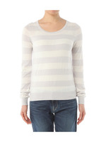 レーヨン混ボーダーニットプルオーバー/グレー系(311)