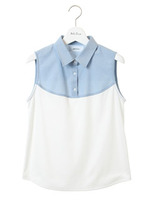 襟付きノースリーブインナー/LBLU