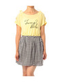 肩スリットTシャツ切り替え柄ワンピース/ホワイト(704)