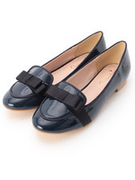 合皮エナメルリボンローファー/ブラック(519)