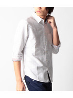 刺し子ドット柄オックスシャツ/ブルー(092)