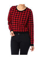 千鳥柄ジャカードニットプルオーバー/レッド系(269)