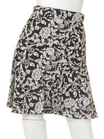 総柄切り替えスカート/クロ