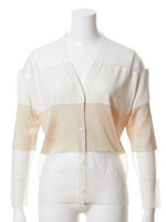 透明カラーブロックボーダーカーデ/WHT