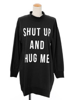 裏起毛スウェットロゴプリントOP/ブラック