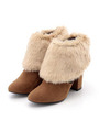 ファー付き2wayショートブーツ/キャメル