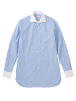 ブルーハケメクレリックドレスシャツ/ライトブルー(091)