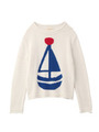 ヨット柄デザインニットプルオーバー/ブルー(592)