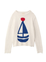 ヨット柄デザインニットプルオーバー/ブルー(592)