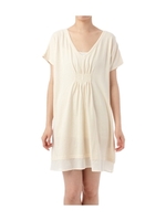 綿麻フロントギャザーワンピース/ホワイト(004)