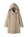 [L]フーテッドシャギーアシンメトリーコート/ベージュ系(654)