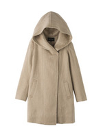 [L]フーテッドシャギーアシンメトリーコート/ベージュ系(654)