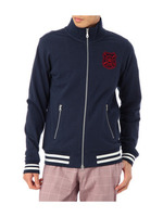 エンブレム調ワッペンハイネックパーカ/ネイビー系(093)