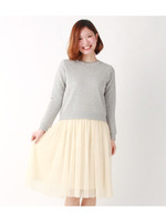 チュールドッキングワンピース/グレー(012)