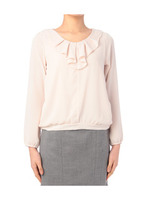 フリル使いクルーネックカットソー/ベージュ(052)