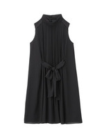 消しプリーツジョーゼットワンピース/ブラック(019)