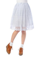 【LIZLISA】メッシュ膝丈スカート/ブルー