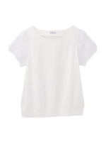 オーガンジー袖切り替え天竺カットソー/オフホワイト(003)