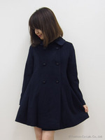 サイドタックフレアコート/ネイビー