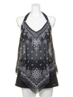 バンダナ柄スカーフヘム/ブラック